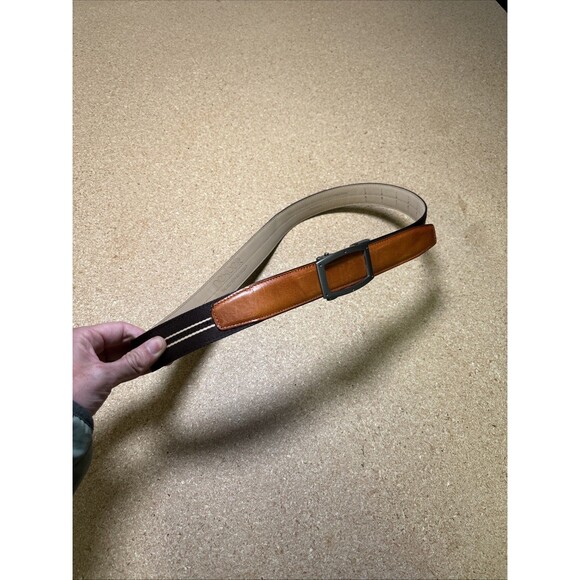 Nexbelt Genuine Leather Canvas Brown No Holes Adjustable Belt Mens 25”-35" - Picture 1 of 5